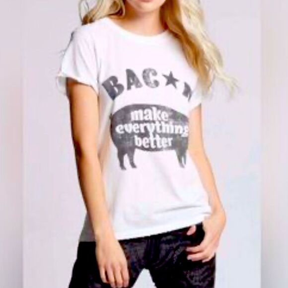 NWOT Recycled Karma ODDPEOPLE Bacon Makes Everything Better Relaxed Tee Black M - Picture 14 of 14